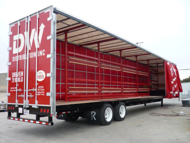 curtain side trailer with curtain open