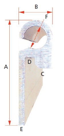 ALUMINUM HOOK PROFILE TYPE USD 3000MM