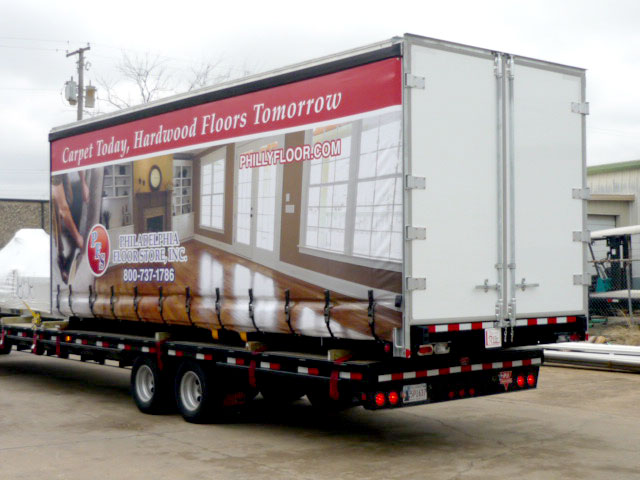 Philadelphia floor store trailer curtain graphic